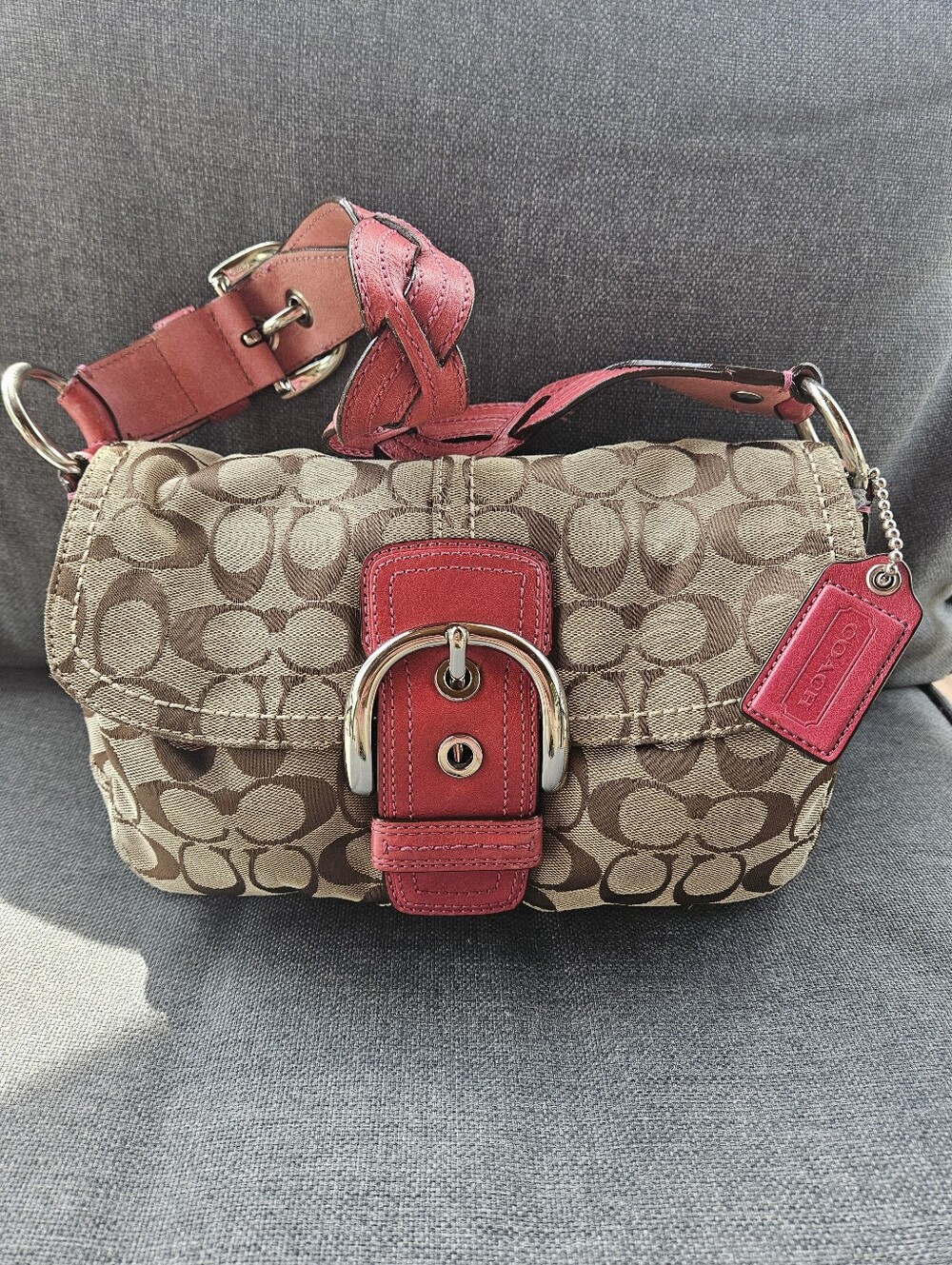 VINTAGE COACH Soho Signature Double Cargo Pocket Shoulder Bag No. F11862